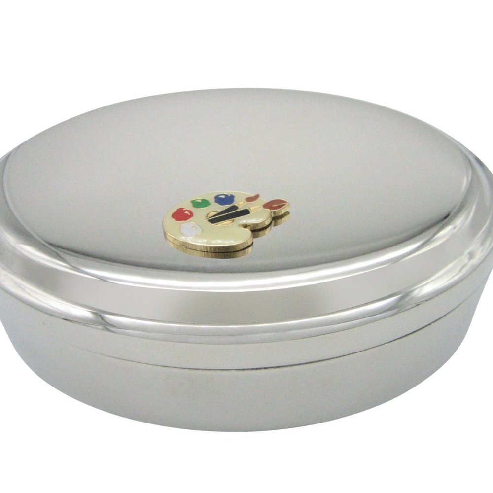 Detailed Art Palette Pendant Oval Jewelry Box